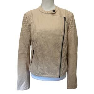 Dax Moto Vegan Crocodile Leather Jacket in Blush size S